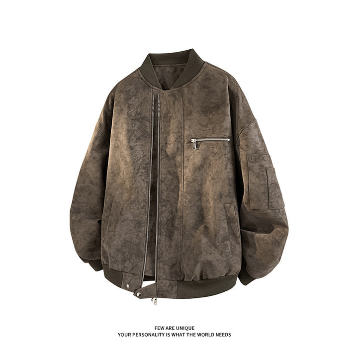 Men's Casual Oversized Bomber Jacket made from durable material with practical pockets Lisslune