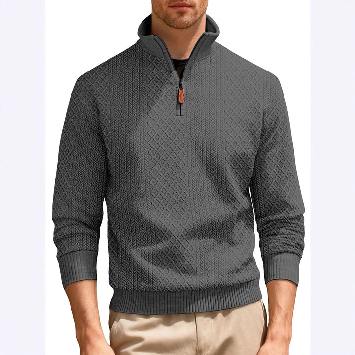 Men's casual stand-up collar sweater with textured knit quality Lisslune
