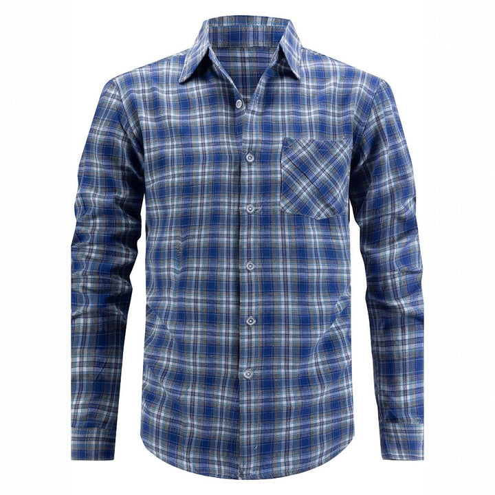 Men's casual long-sleeve shirt with check pattern Lisslune