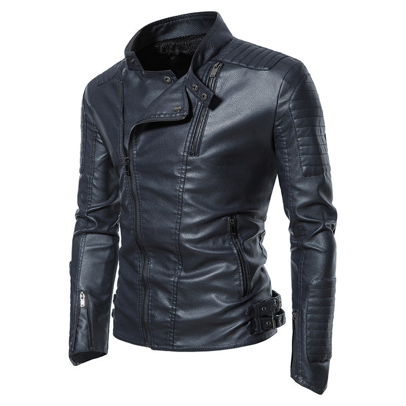 Men's biker jacket in modern design with sturdy zippered pockets Lisslune