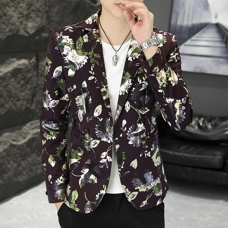 Men's fashionable blazer with floral design Lisslune