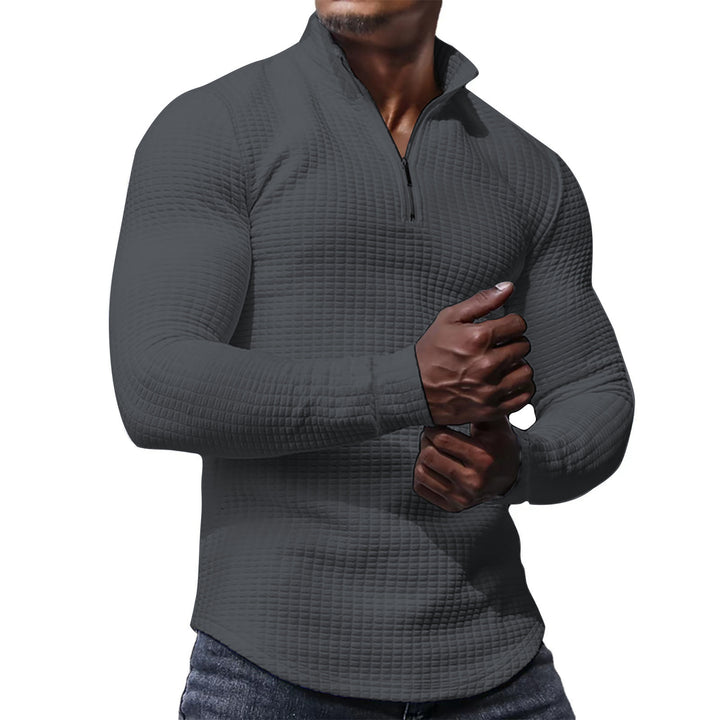 Men's functional shirt with high collar and textured design Lisslune