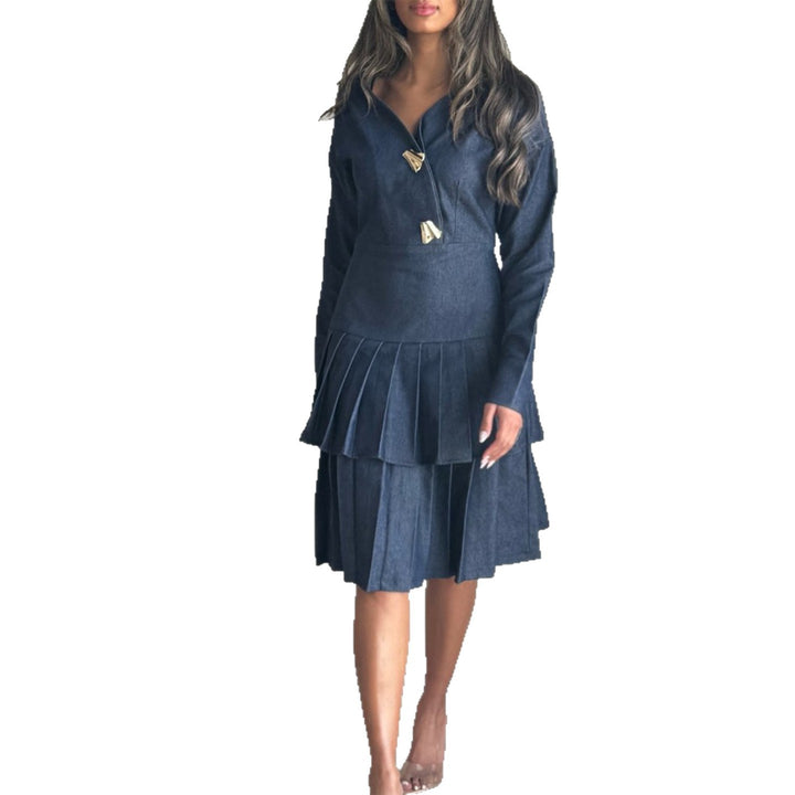 Women's shirt dress with pleated hem and stylish button details