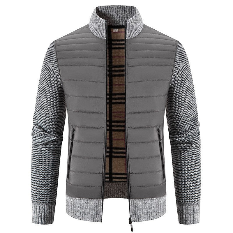 Men's quilted jacket with modern knit sleeves and high collar Lisslune
