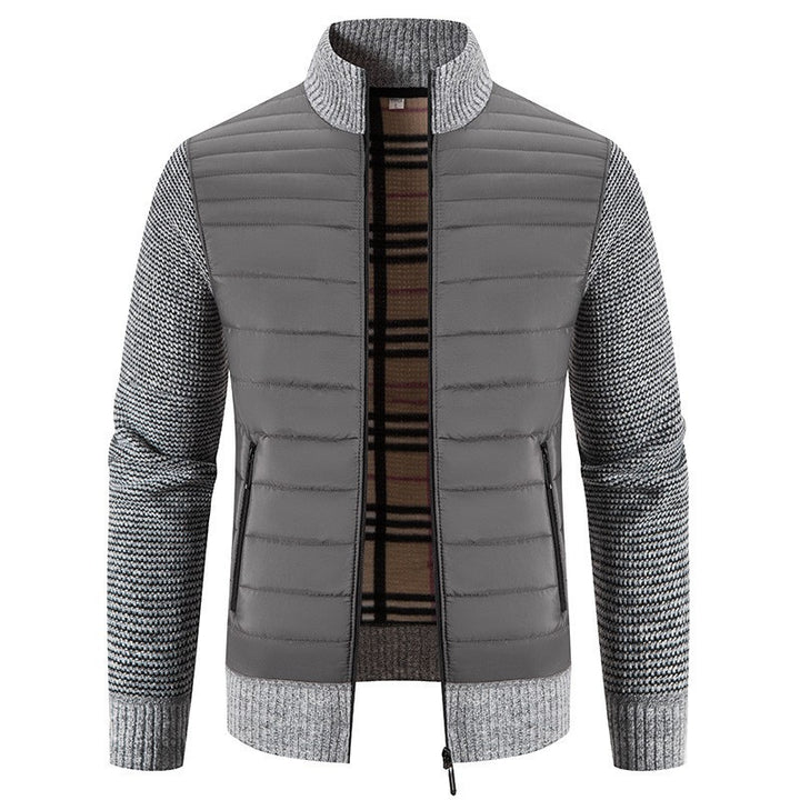 Men's quilted jacket with modern knit sleeves and high collar Lisslune