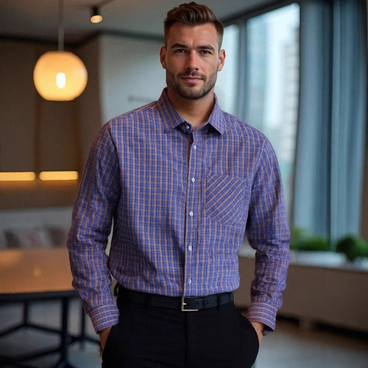 Men's Checked Cotton Shirt Lisslune