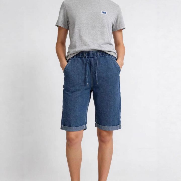 Women's denim shorts with elastic waistband and practical pockets Lisslune