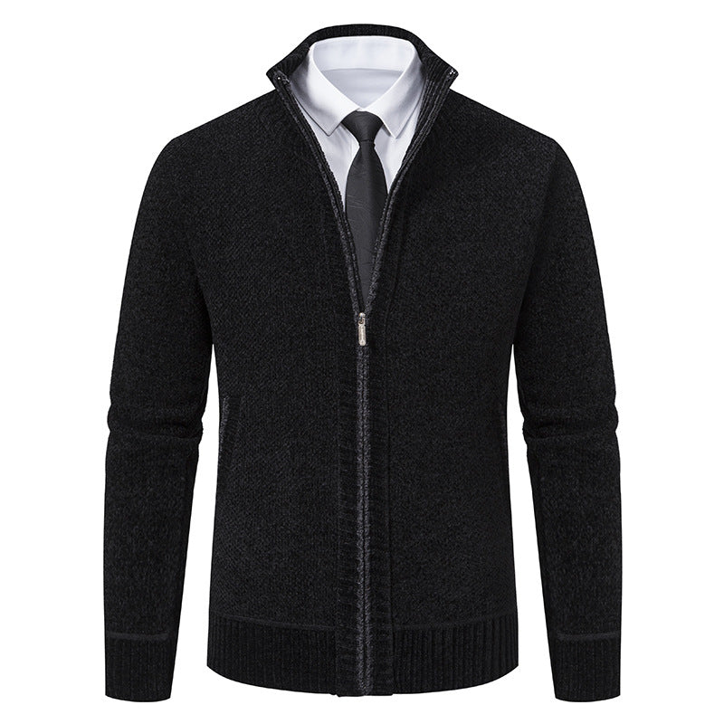 Men's elegant cardigan with modern zipper and high collar Lisslune