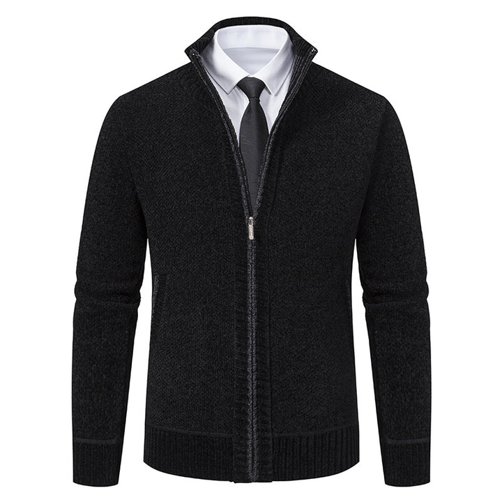 Men's elegant cardigan with modern zipper and high collar Lisslune