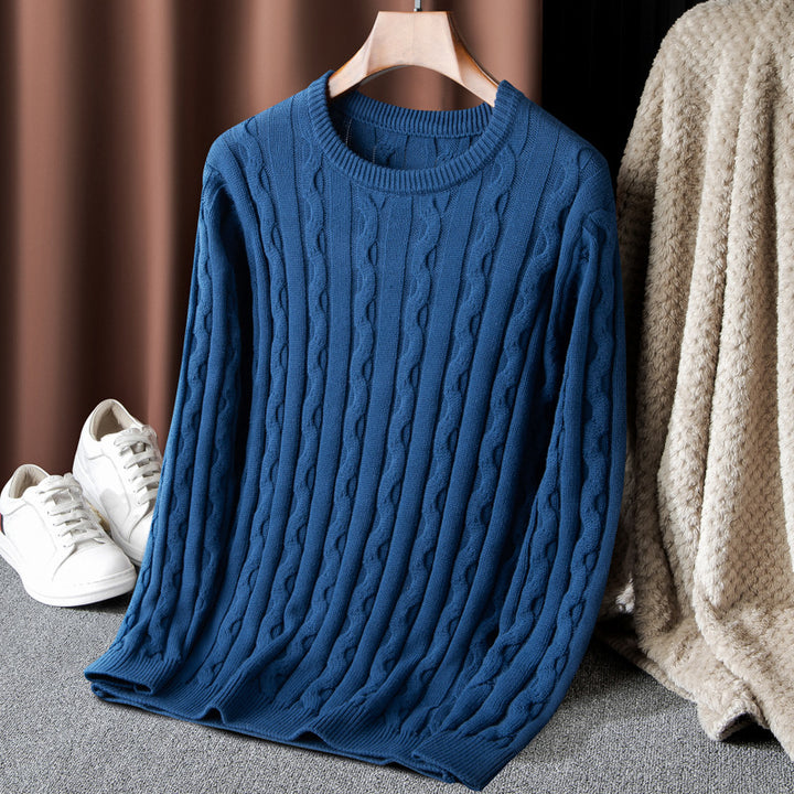 Men's Fashionable Knitted Sweater with Cable Pattern Lisslune