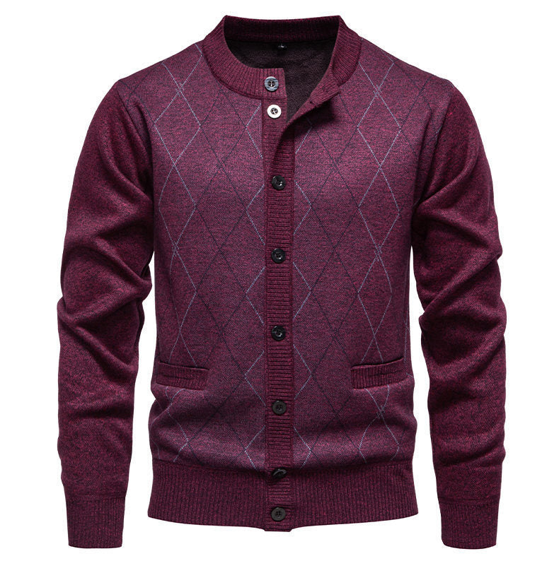 Men's stylish cardigan with diamond-shaped pattern Lisslune