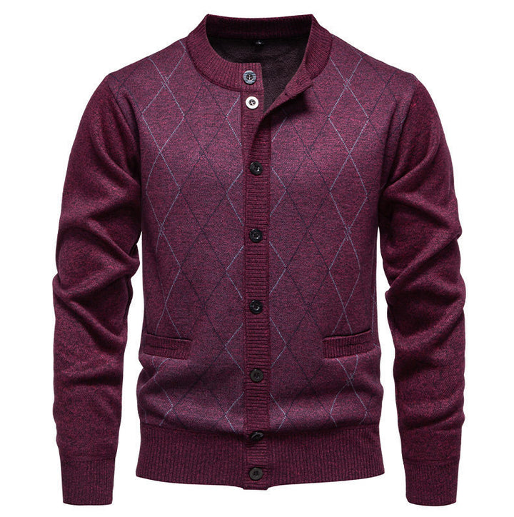 Men's stylish cardigan with diamond-shaped pattern Lisslune