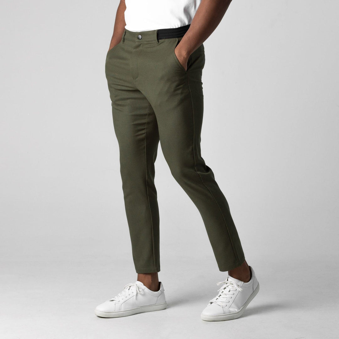 Men's Chino Pants with Slim Fit Cut and Elastic Waistband Lisslune
