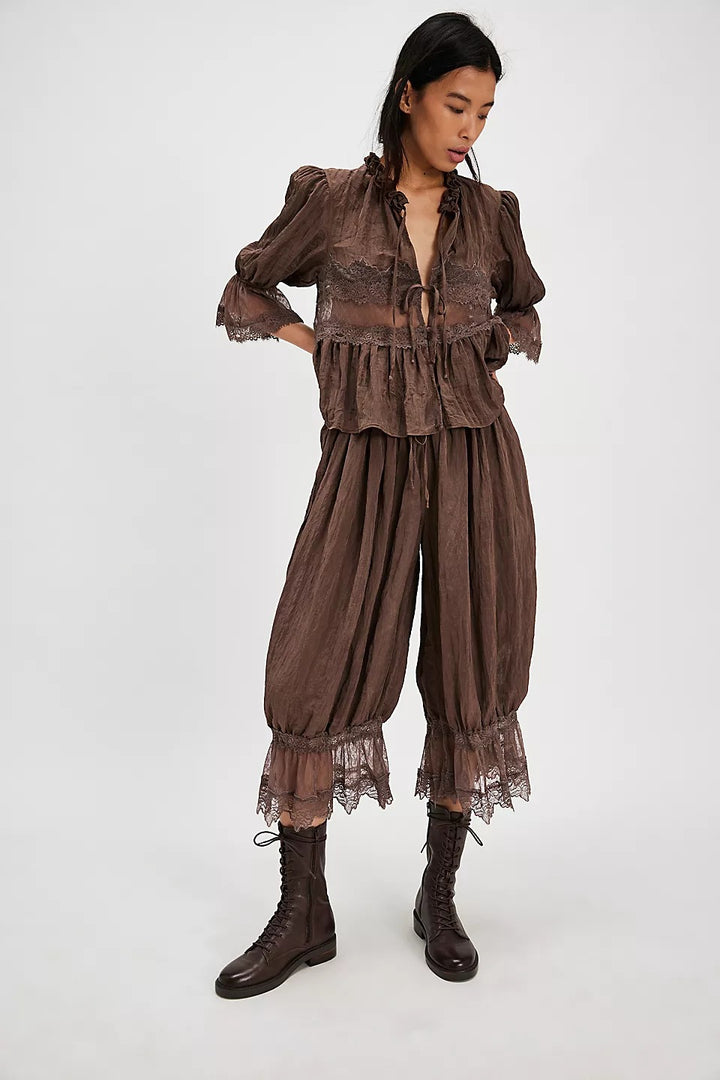 Women's Airy and Elegant Culotte with Lace Trim Lisslune