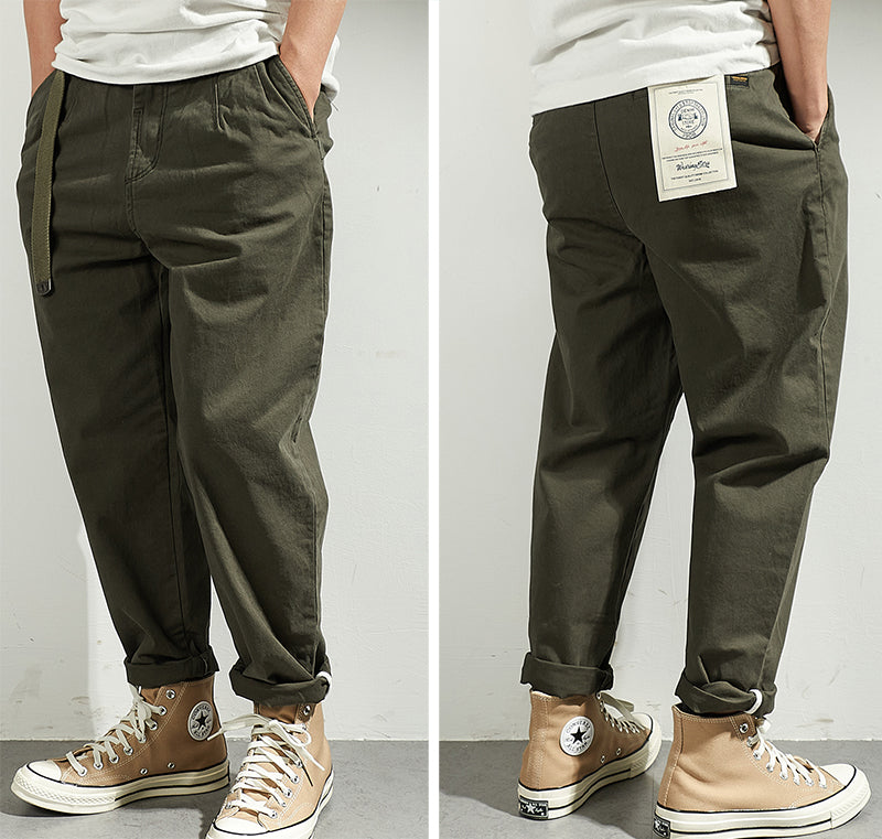 Men's casual cargo pants with adjustable waistband and deep side pockets Lisslune