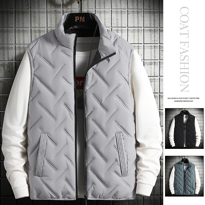 Men's insulated quilted vest with high collar and practical side pockets Lisslune