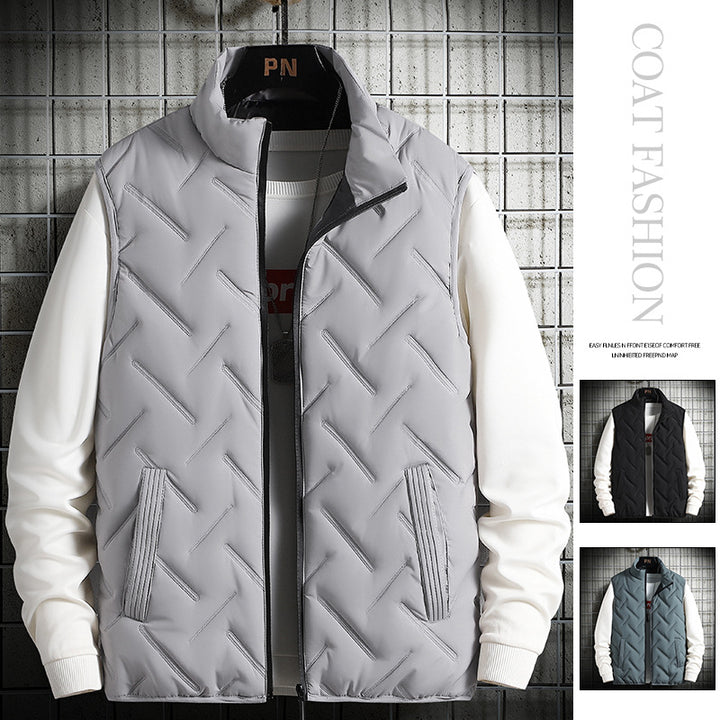 Men's insulated quilted vest with high collar and practical side pockets Lisslune
