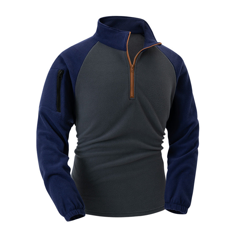 Men's fleece pullover with half zipper and functional pockets Lisslune