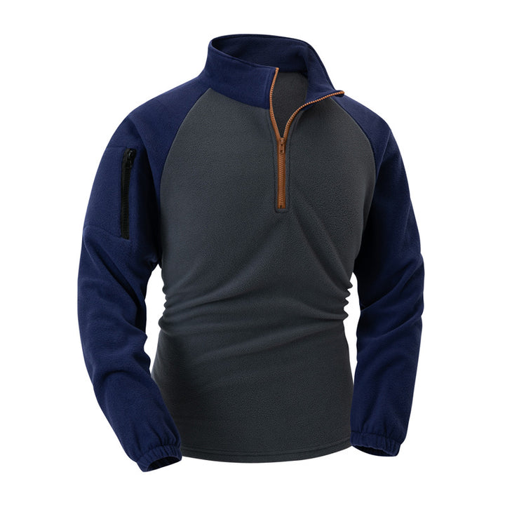 Men's fleece pullover with half zipper and functional pockets Lisslune