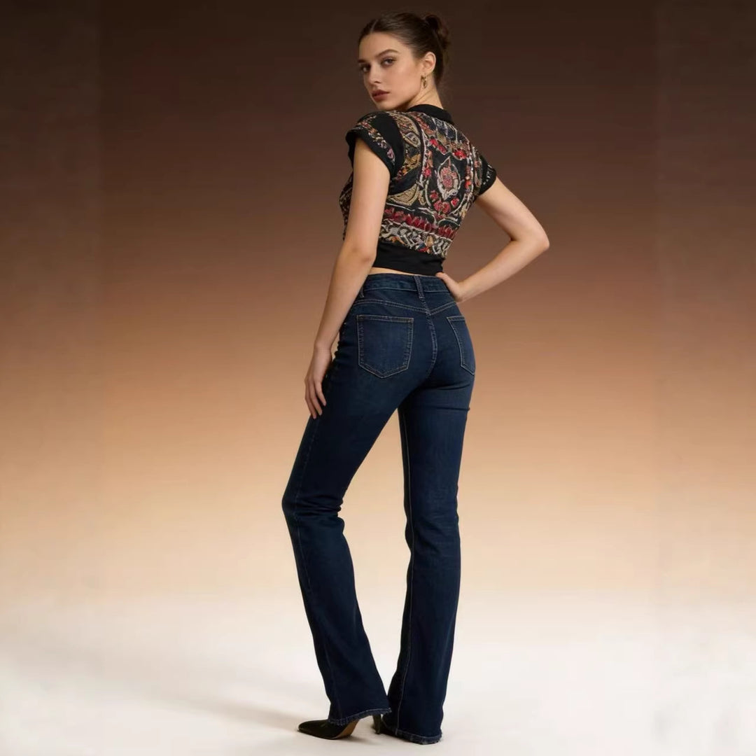 Women's high-waisted bootcut jeans in elegant design Lisslune