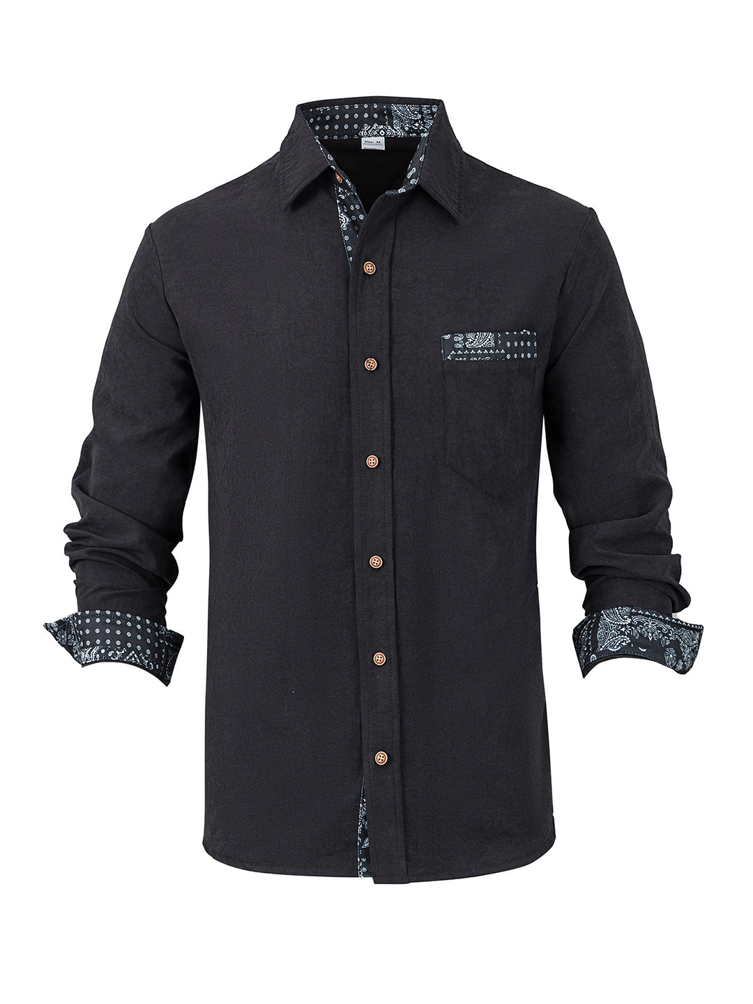 Men's long sleeve shirt with textured material and fashionable collar Lisslune