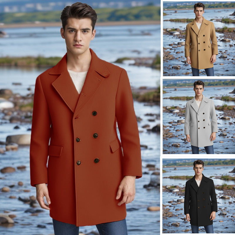 Men's elegant double-breasted wool coat Lisslune