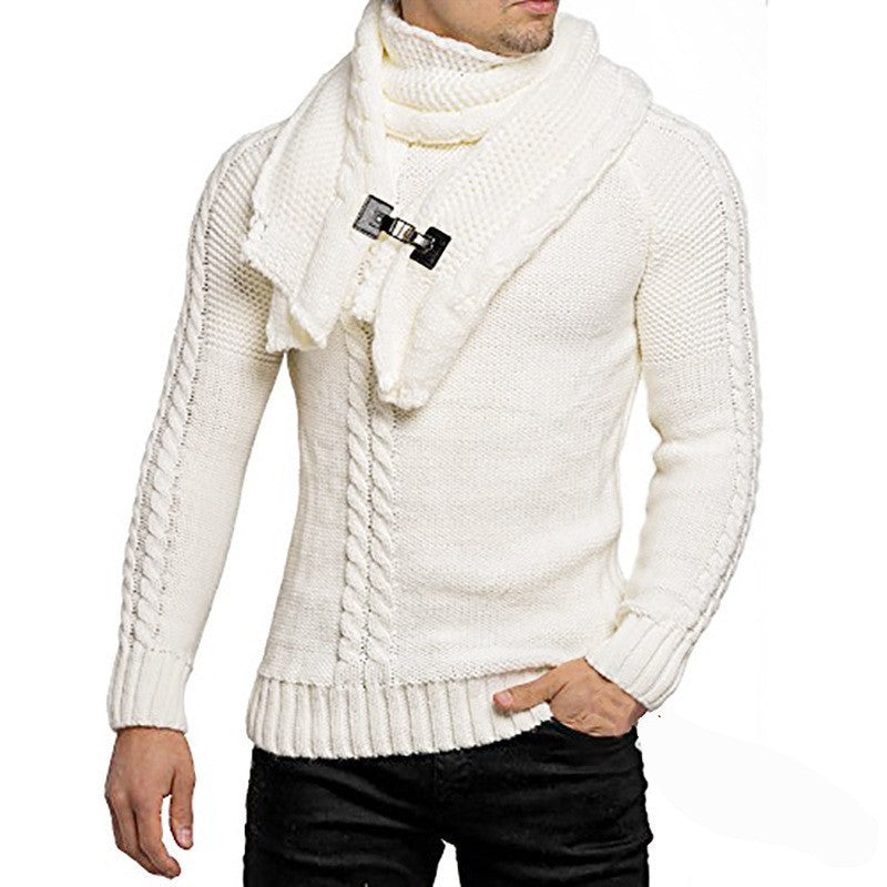 Men's knitted sweater with integrated scarf Lisslune