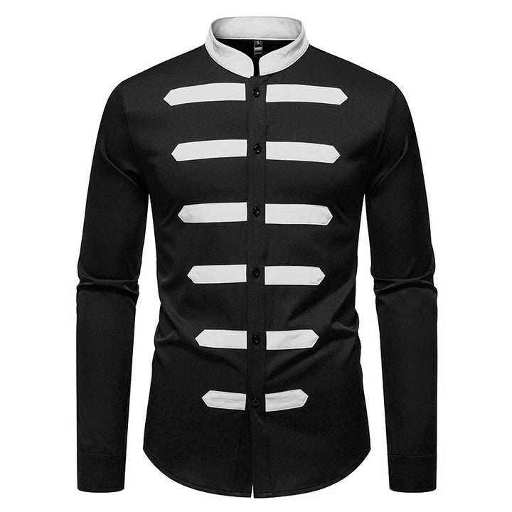 Men's Fashion Long Sleeve Shirt with Contrasting Inserts Lisslune