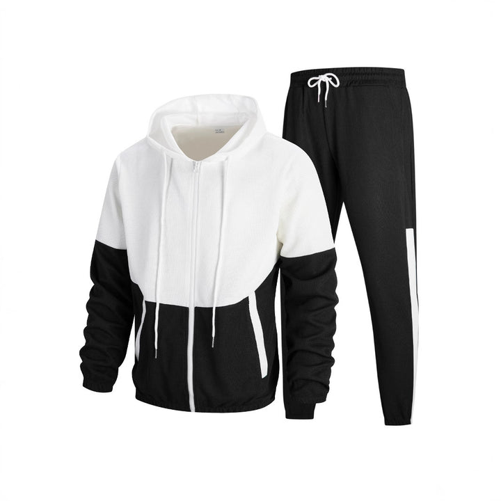 Men's sporty hoodie set with contrasting fabric textures and practical pockets Lisslune