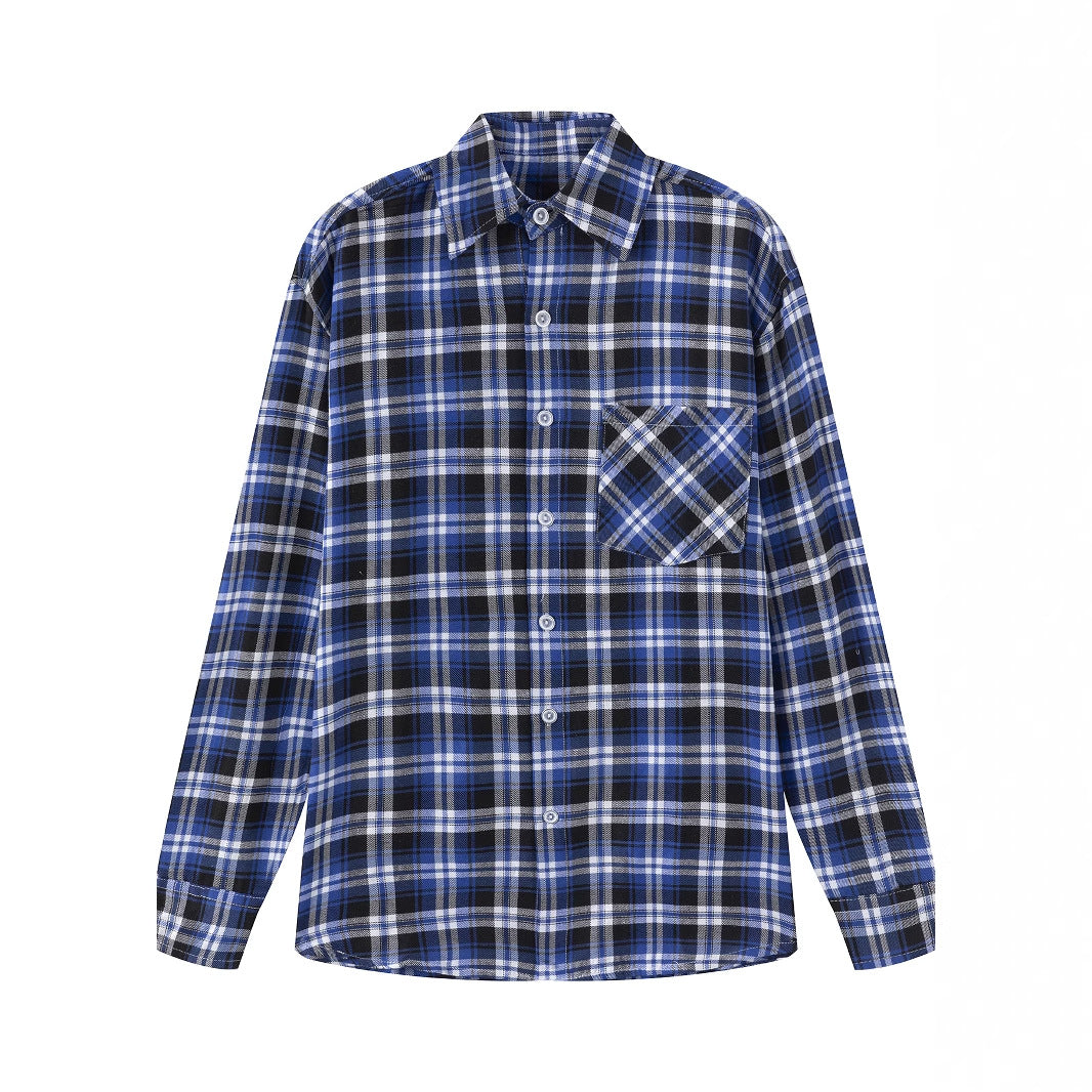 Men's Checkered Long Sleeve Shirt with Chest Pocket Lisslune