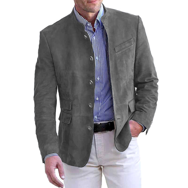 Men's elegant suede jacket with modern accents Lisslune