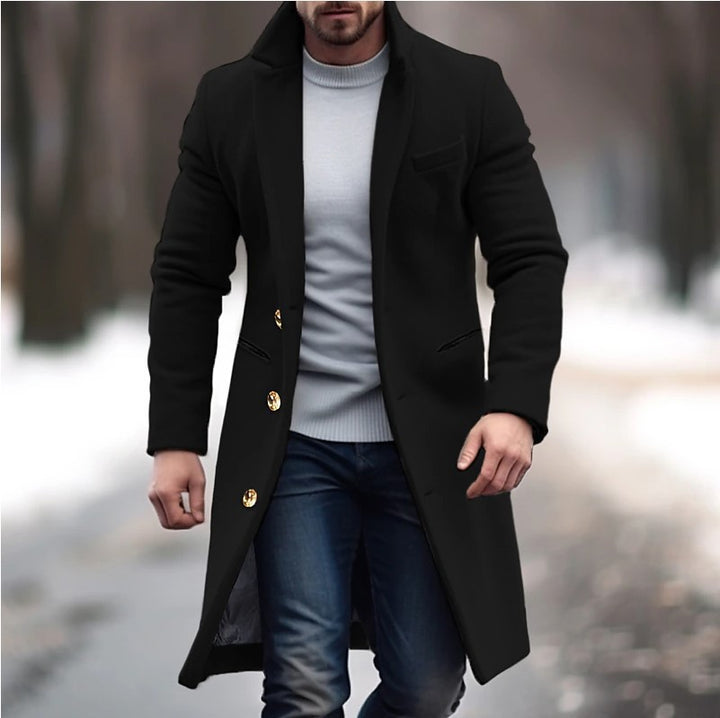 Men's elegant wool coat with slim fit and golden buttons Lisslune