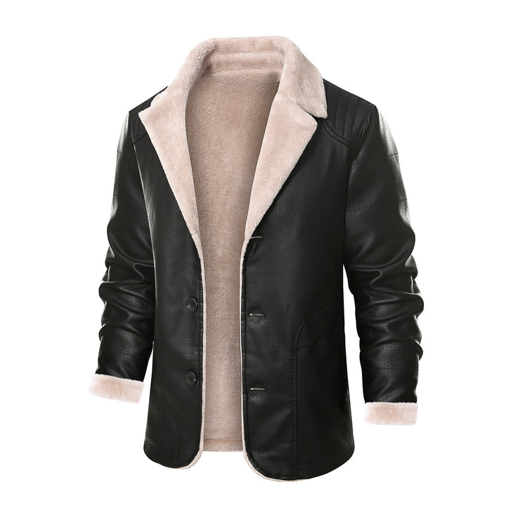 Men's stylish leather jacket with warm lining and elegant collar Lisslune