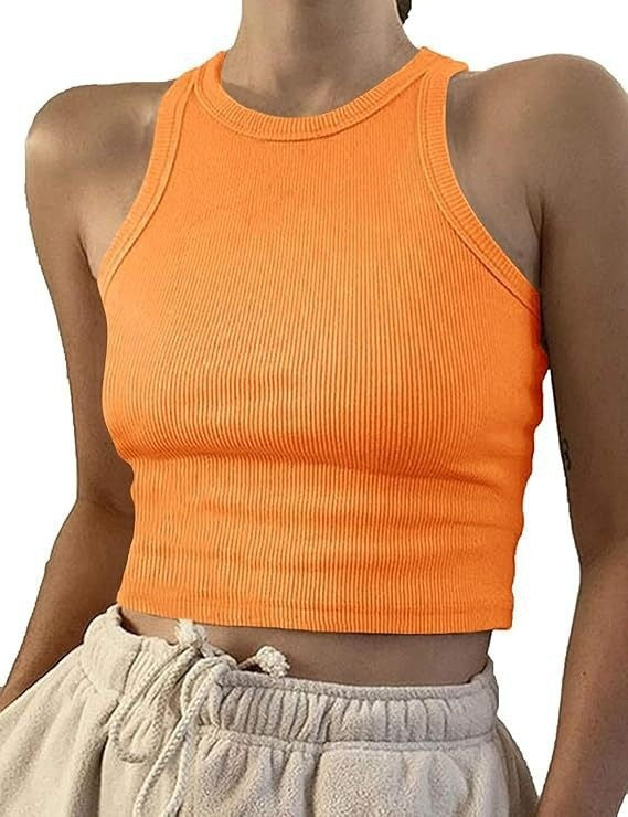 Women's sporty crop top with elastic rib design Lisslune