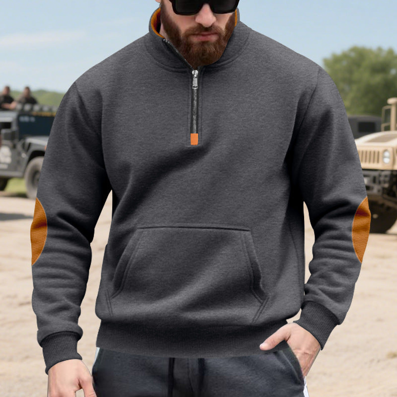 Men's hoodie with fashionable stand-up collar and contrast details Lisslune
