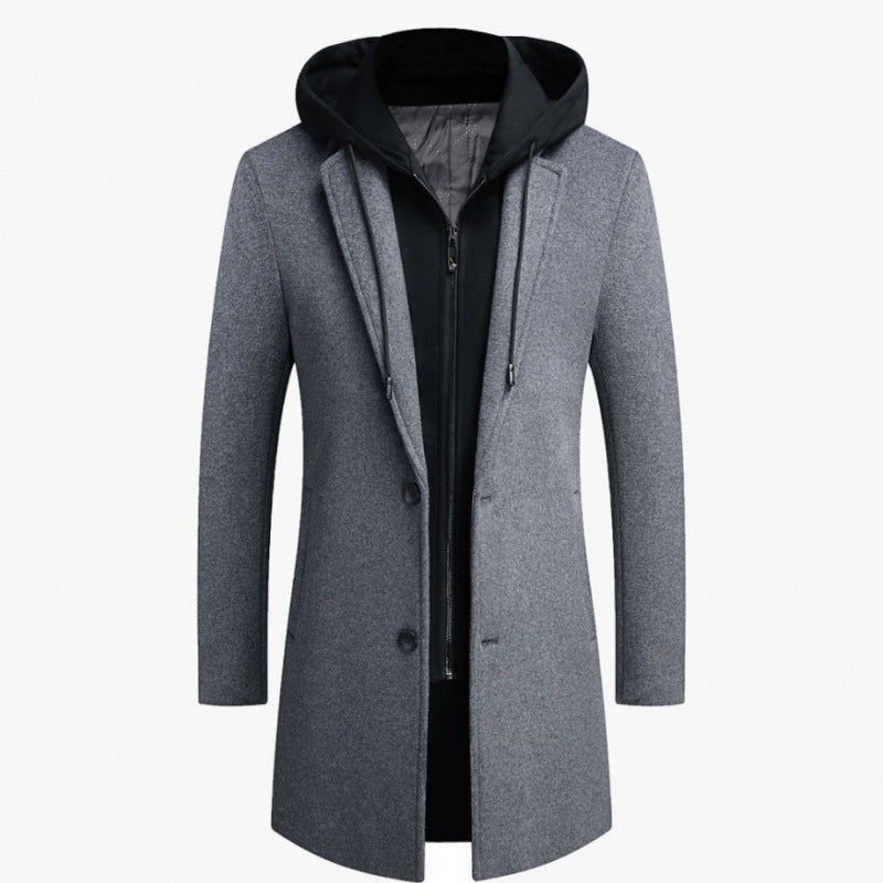 Men's fashionable coat jacket with removable hood and quilted lining Lisslune