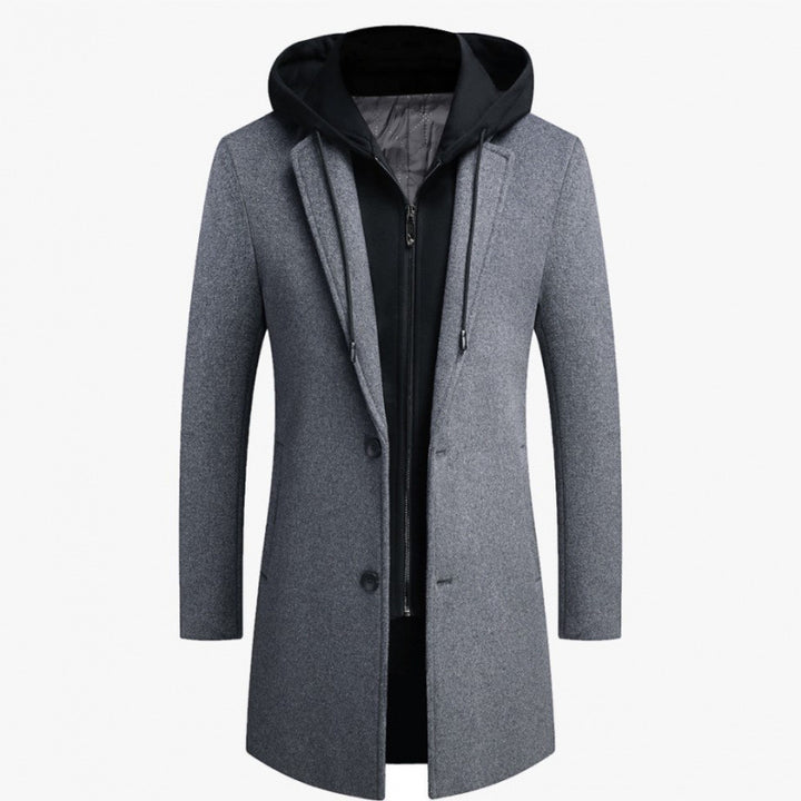 Men's fashionable coat jacket with removable hood and quilted lining Lisslune