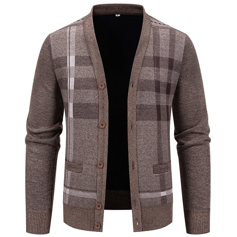 Men's cardigan with stylish check pattern by Lisslune