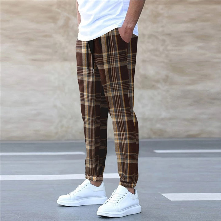 Men's comfortable flannel pants with practical side pockets and elastic waistband Lisslune