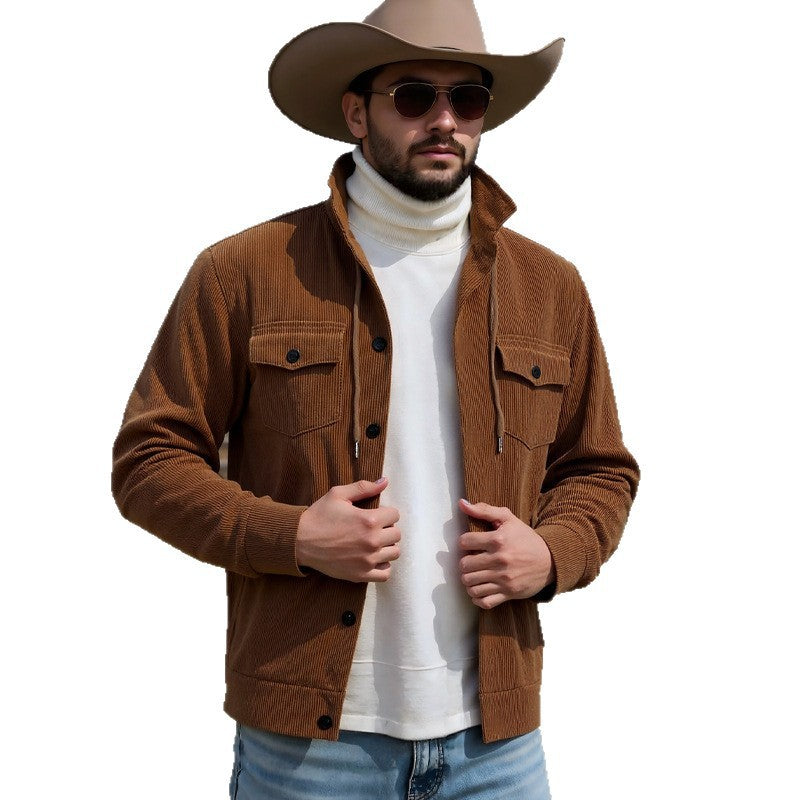 Men's cord jacket with practical chest pockets and drawstring Lisslune