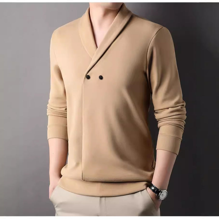 Men's leisure jacket with modern shawl collar and practical buttons Lisslune