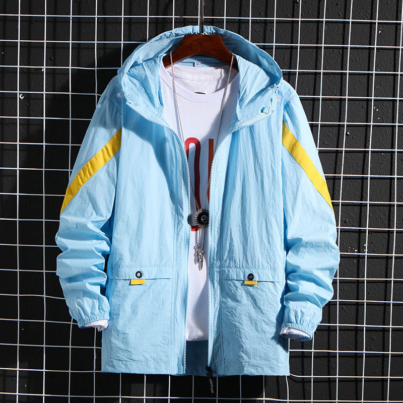 Men's Lightweight Windbreaker Jacket with Practical Pockets and Adjustable Hood Lisslune