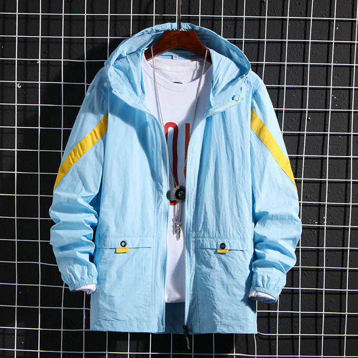 Men's Lightweight Windbreaker Jacket with Practical Pockets and Adjustable Hood Lisslune