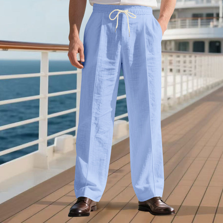 Men's Airy Leisure Pants with Adjustable Drawstring and Easy-Care Surface Lisslune