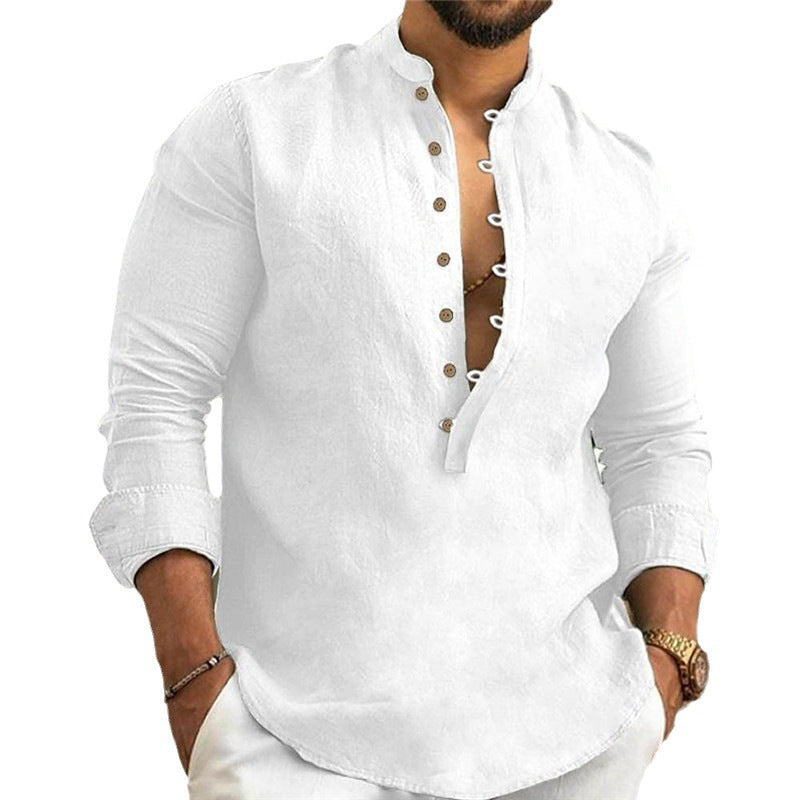 Men's long-sleeve shirt with creative patchwork design Lisslune