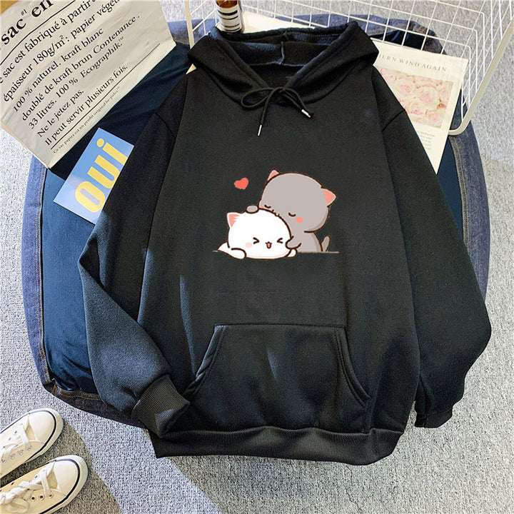 Women's hoodie with playful cat motif and comfortable fit Lisslune