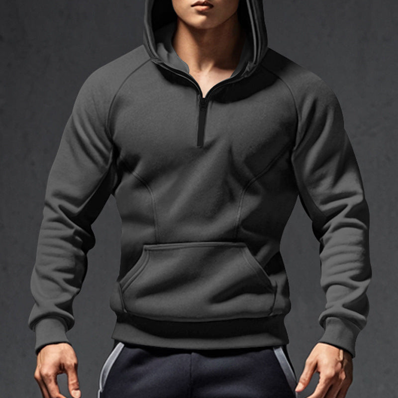 Men's sporty hoodie with half zipper and kangaroo pocket Lisslune