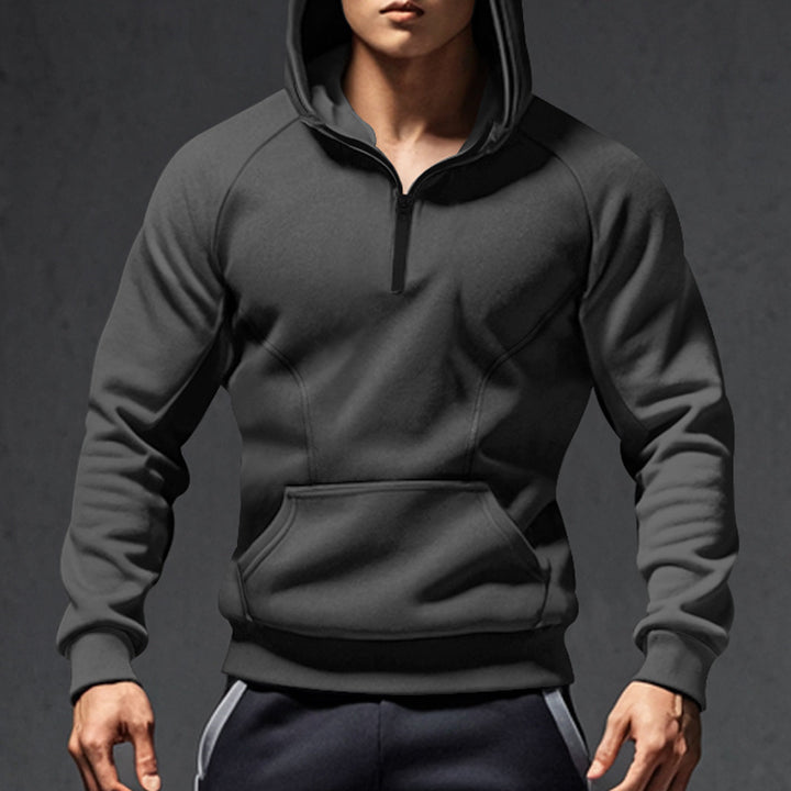 Men's sporty hoodie with half zipper and kangaroo pocket Lisslune