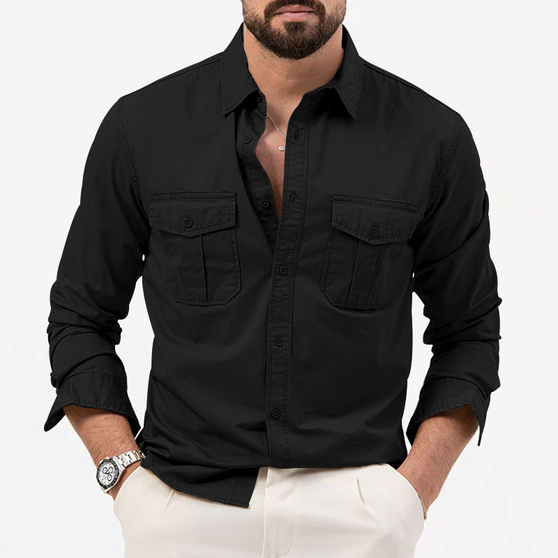 Men's Elegant Shirt made of breathable cotton blend with double-stitched pockets Lisslune
