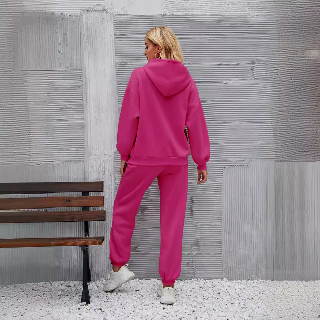 Women's casual hoodie suit with a comfortable fit and side pockets Lisslune